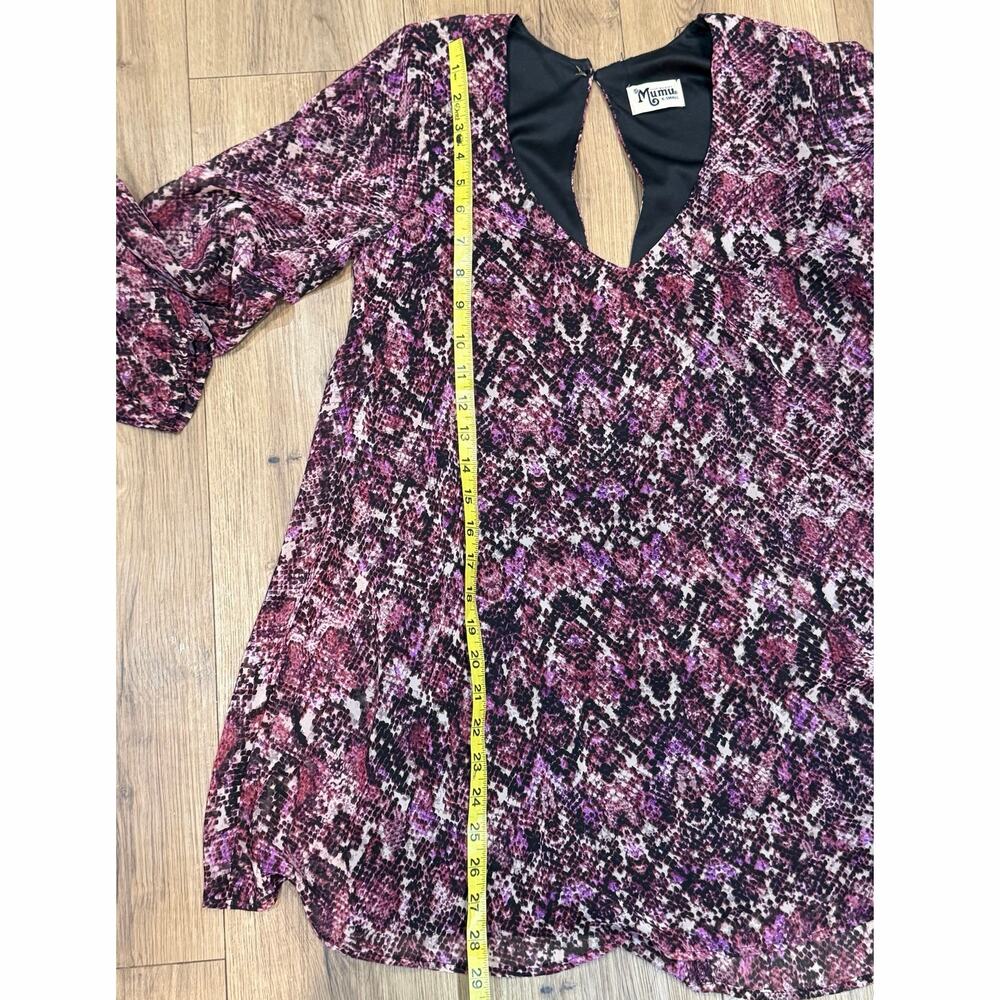 Show Me Your Mumu Tunic Dress Purple Snakeskin Print Long Sleeve Women’s XS - Picture 8 of 8